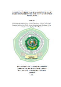 Image of A Need Analysis of Teachers‟ Competencies of English Teachers in the 21st Century at Senior High School